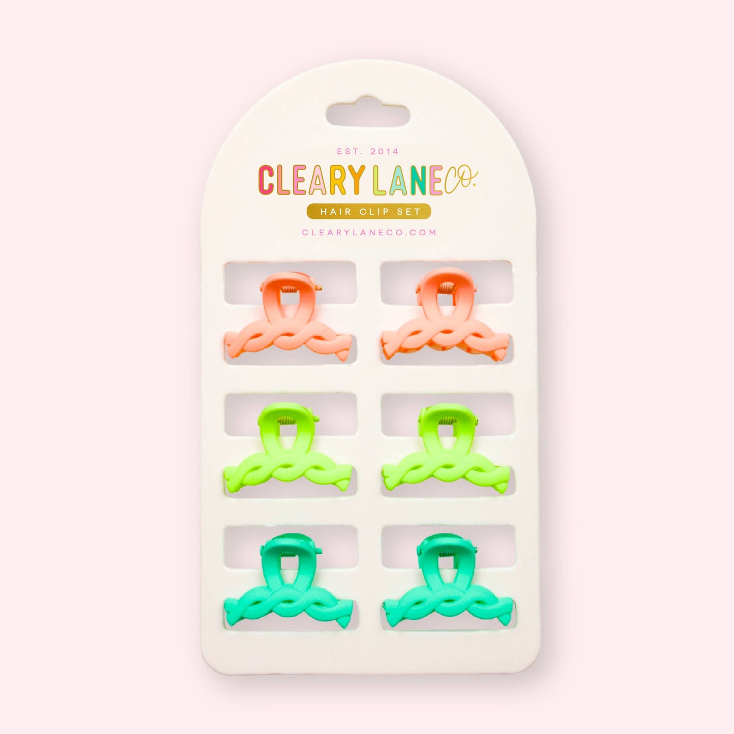 Mini Hair Clip Set | Pink, Green & Blue