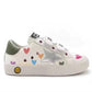 Colorful Hearts Velcro Silver Star Sneakers