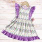 Girls Pens - Purple Polka Ruffle Back To School Dress
