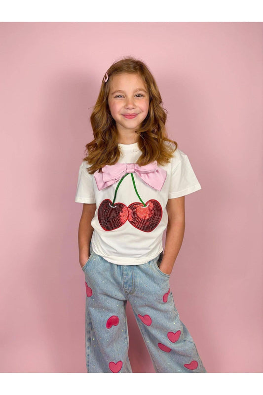 Cherry and Bow Patched Top