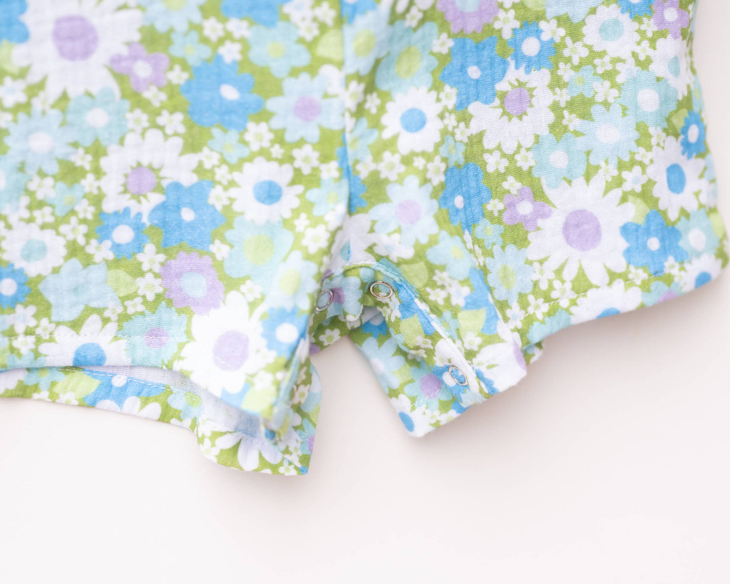 Blue & Green Flower Power Summer Romper Baby Toddler Girl
