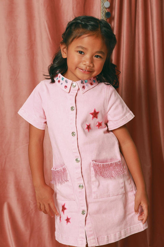 Pink Denim Dress