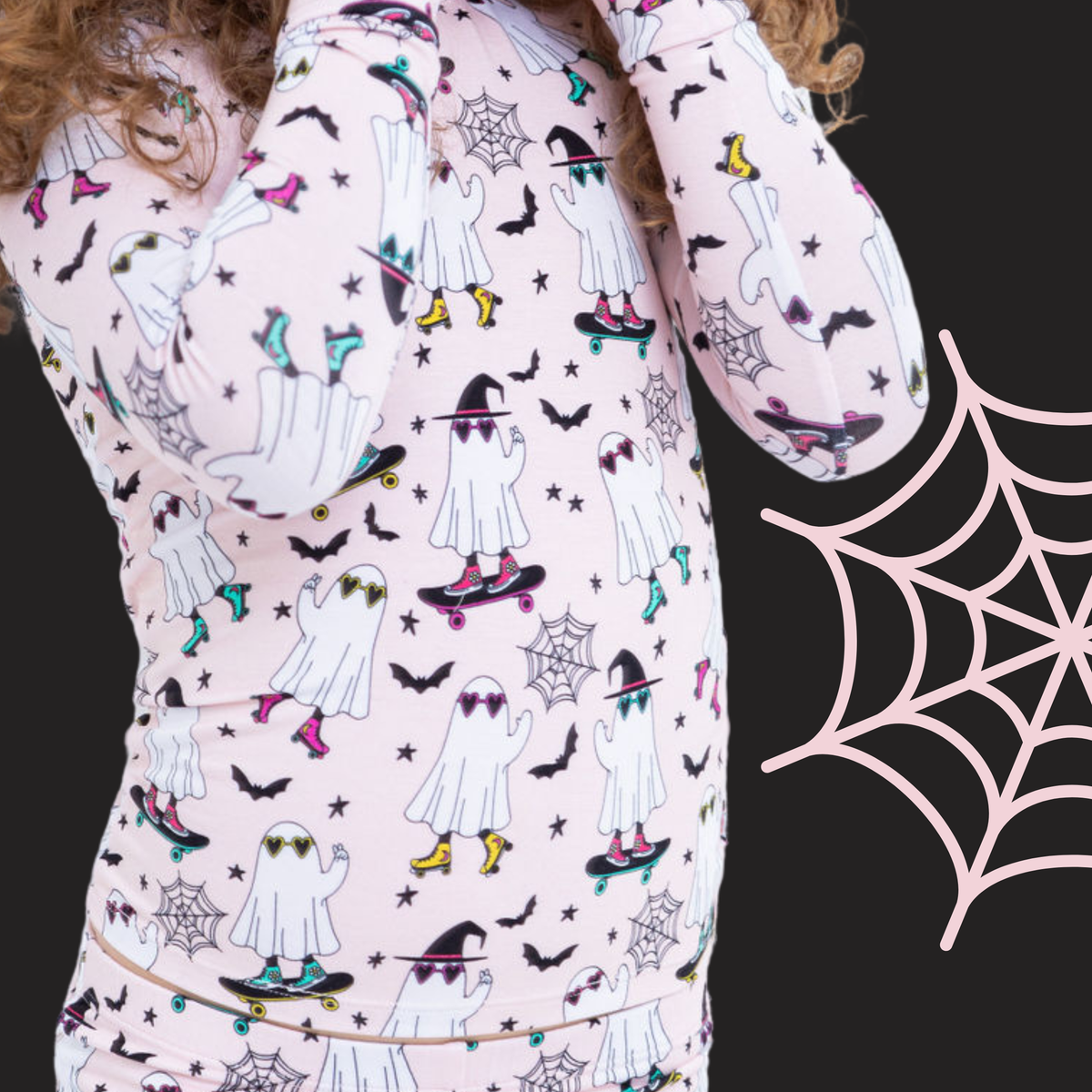 Kids Bamboo Pajamas -Ghouls Night out - Halloween - Coral