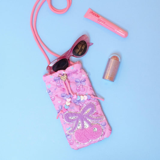 Cherry Printed Drawstring Case and Sunglasses