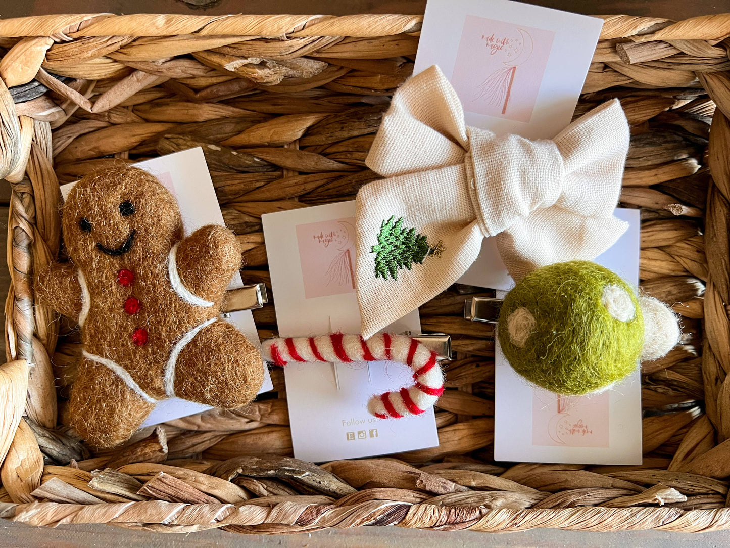 Gingerbread Man Felt Shape Hair Clip