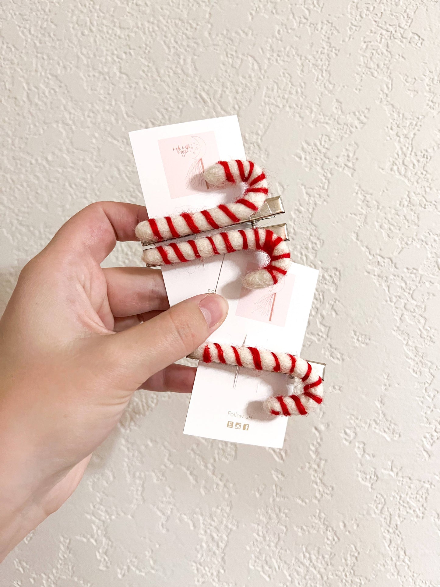 Candy Cane Felt Shape Hair Clip