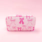Pink Bows Nylon Cosmetic Zipper Bag