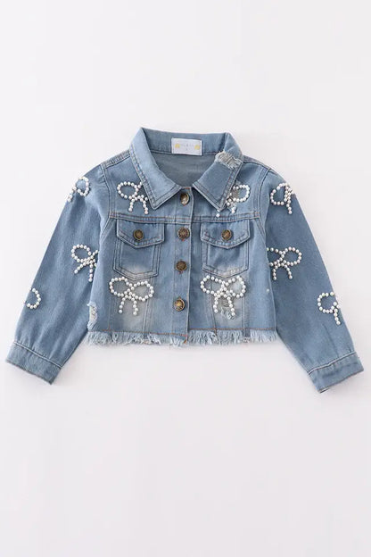 Girl pearl denim jacket