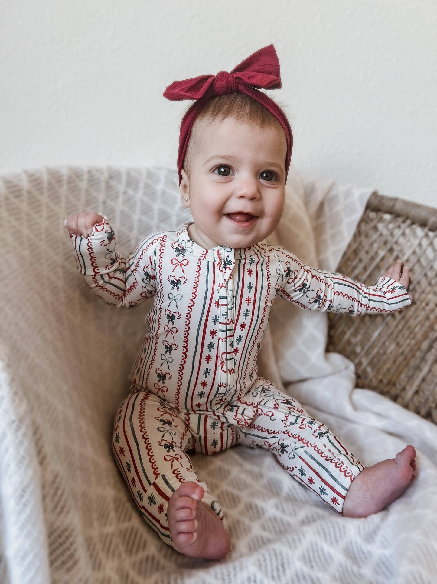 Candy Cane Lane Zippy Romper Christmas Pajamas Baby Girl PJs