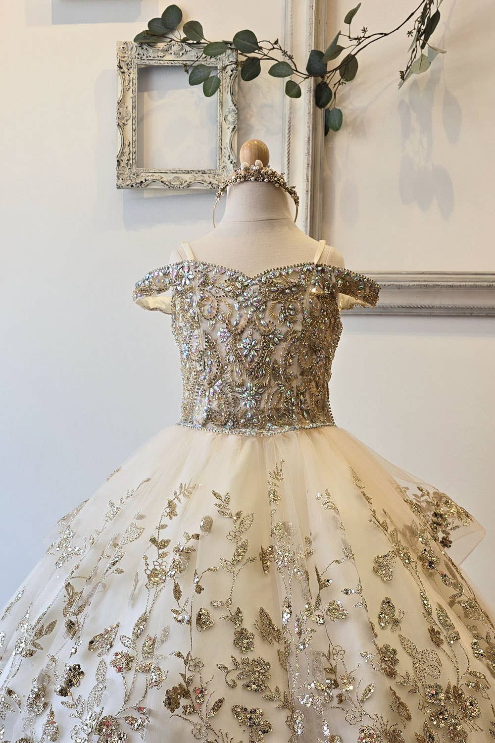 Detachable Train With Stones and Gems Mini Quince Dress