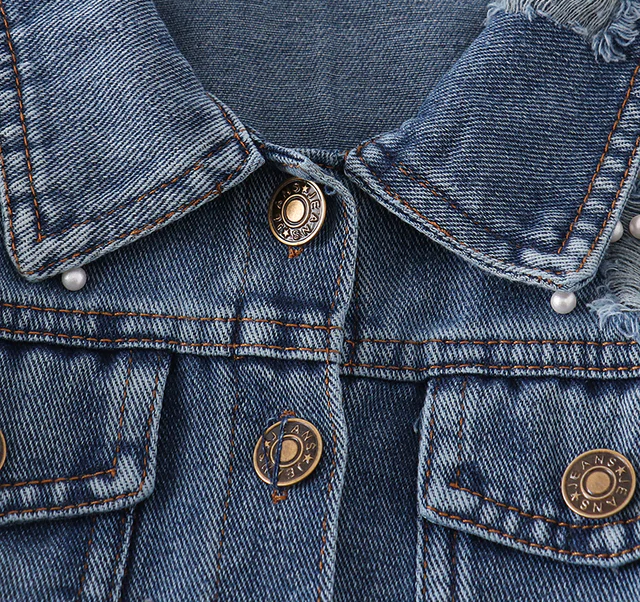 Girl pearl denim jacket