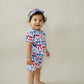 4th of July Bamboo Shorts Set | Red-White & Bows