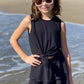 Simply Soft Sleeveless Tie Front Tank - Black