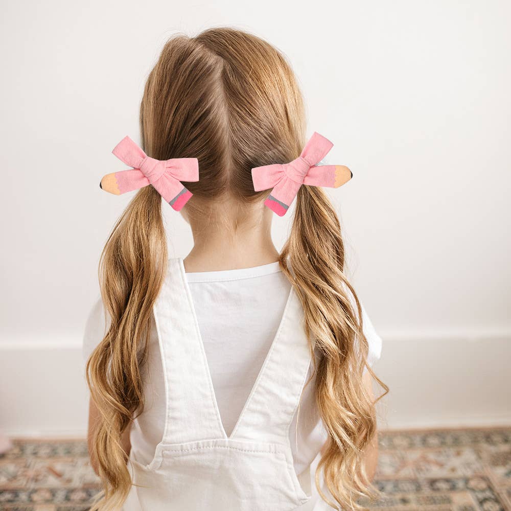 Back to school Hair Bow Clip Cute Pencil Bows Clips for Girl