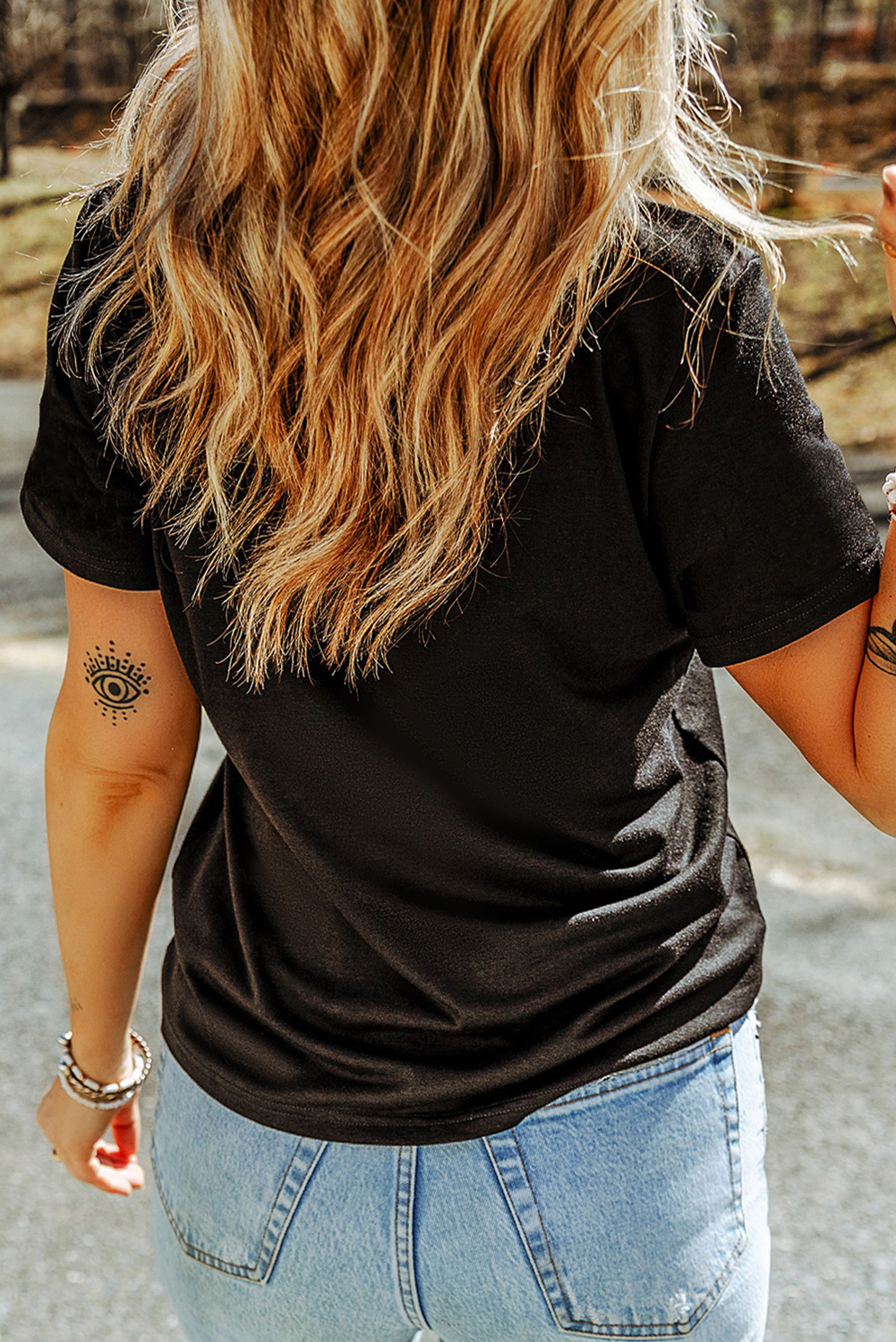 LDC Sequin Heart Patched Pattern Crewneck Valentines Tee