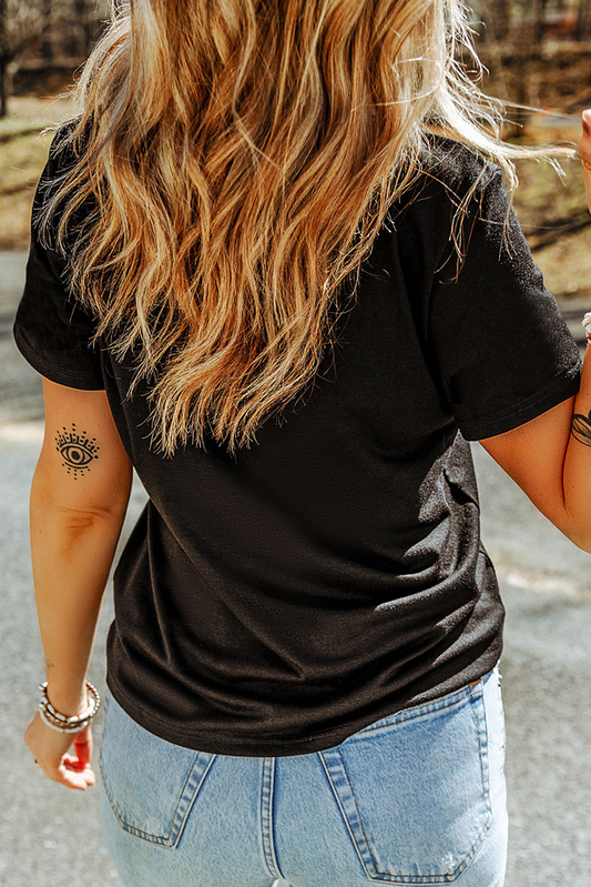 LDC Sequin Heart Patched Pattern Crewneck Valentines Tee