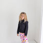 Kids Dark Gray Ruffle Hoodie & Checkered Leggings Fall Set