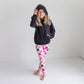 Kids Dark Gray Ruffle Hoodie & Checkered Leggings Fall Set