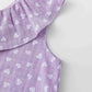 Girls' blouse with ruffle and straps in purple