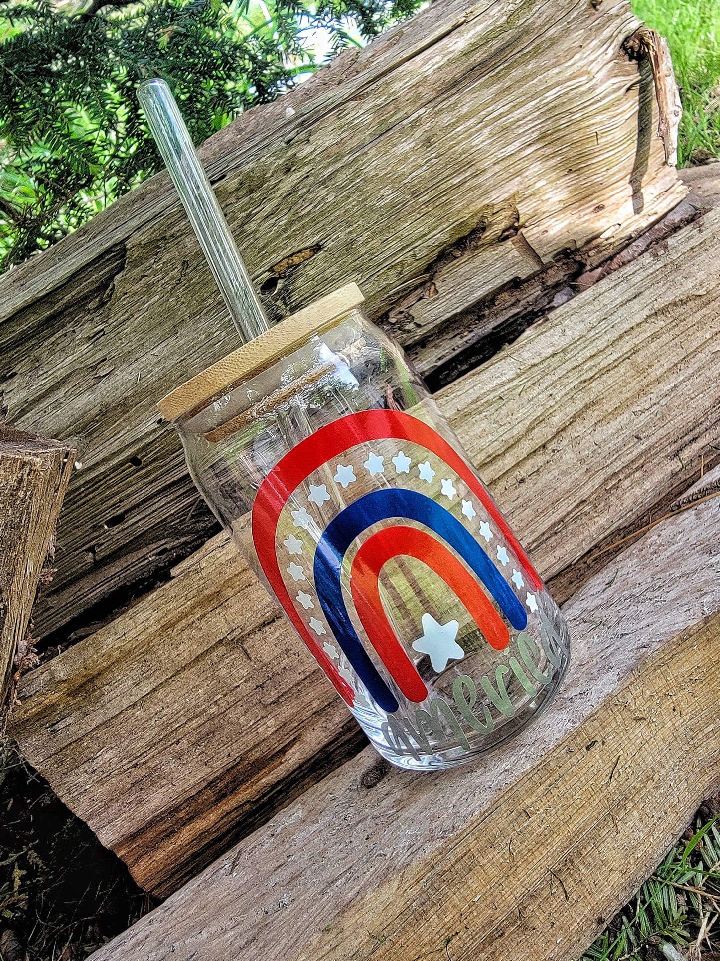 Patriotic Beer Can Glass, America Beer Glass, 4th of July