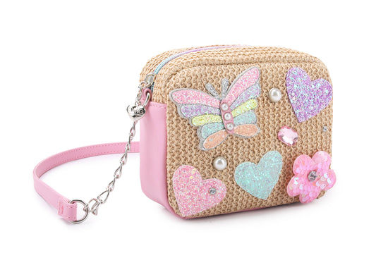 Straw Patched Crossbody Bag