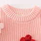 Pink floral hand-embroidery jumper sweater