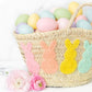Pastel Rainbow Bunny easter Straw Basket, Bridal Shower Bags