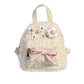 Tweed Mini Backpack with Flower Charms and Large Bow