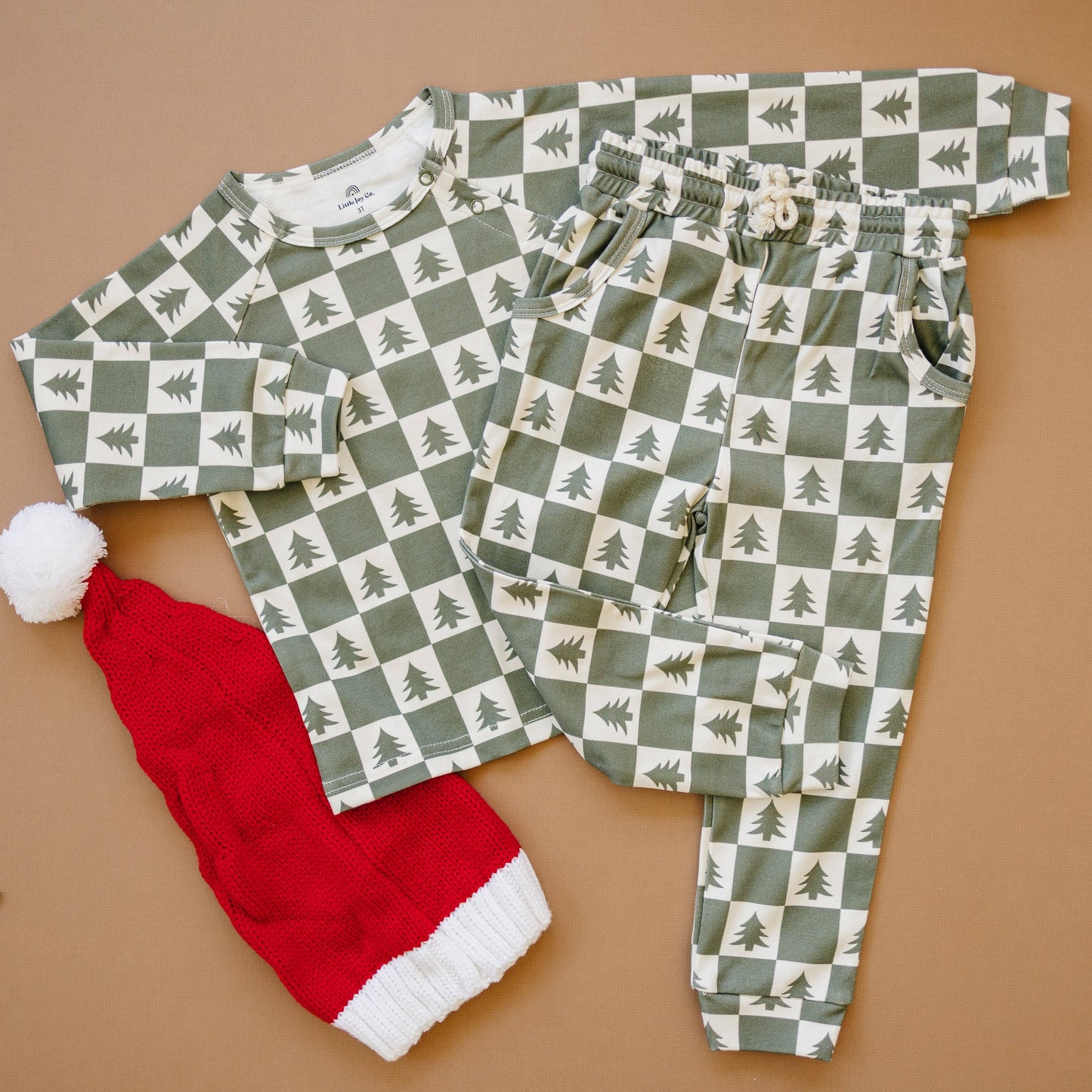 Checkered Christmas Trees Organic Cotton Set Kids Clothes