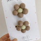 Beige Stone Felt Floral Hair Clips