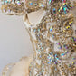 Detachable Train With Stones and Gems Mini Quince Dress