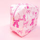Pink Bows Nylon Cosmetic Zipper Bag