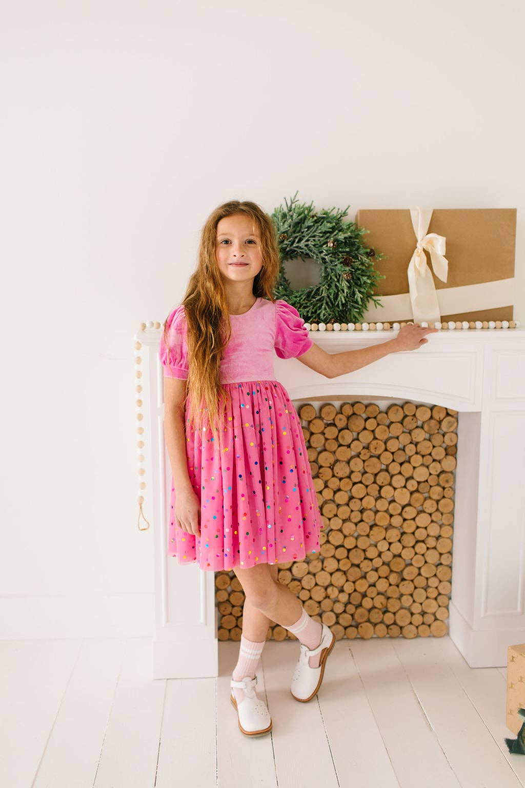 Diana Puff Dress in Bubblegum Confetti | Girls Luxury Dress