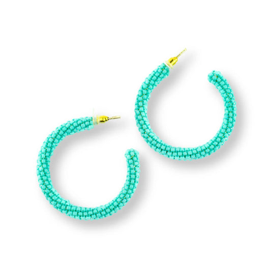 Beaded Hoop Earrings | Mint