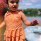 Pink and Yellow Two Piece Ruffle Swimsuit Baby Toddler Girls