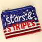 Patriotic Stars & Stripes Seed Beaded Coin Bag