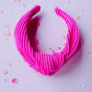 Hot Pink Ribbed Knotted Headband for Girls & Women
