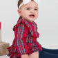 Baby Girls Tis The Season Plaid Long Sleeve Ruffle Trim Bubble Romper