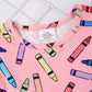Girls Colorful Crayon Ruffle Flare Dress for back to school