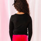Mini Bow Cherries | Black Bamboo Long Sleevee