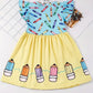 Girls Colorful Crayon Ruffle Flare Dress for back to school