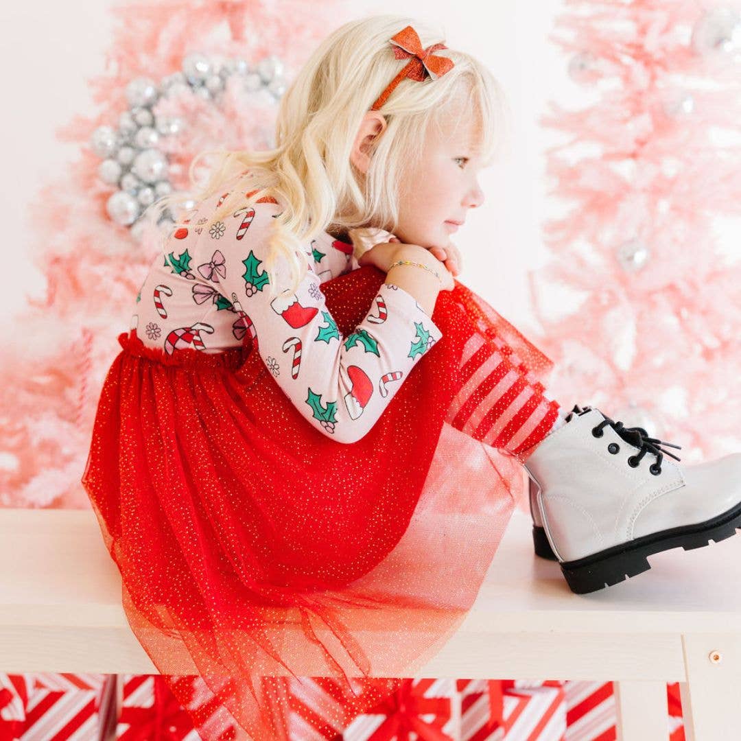 Disco Christmas Long Sleeve Tutu Dress Kids Holiday