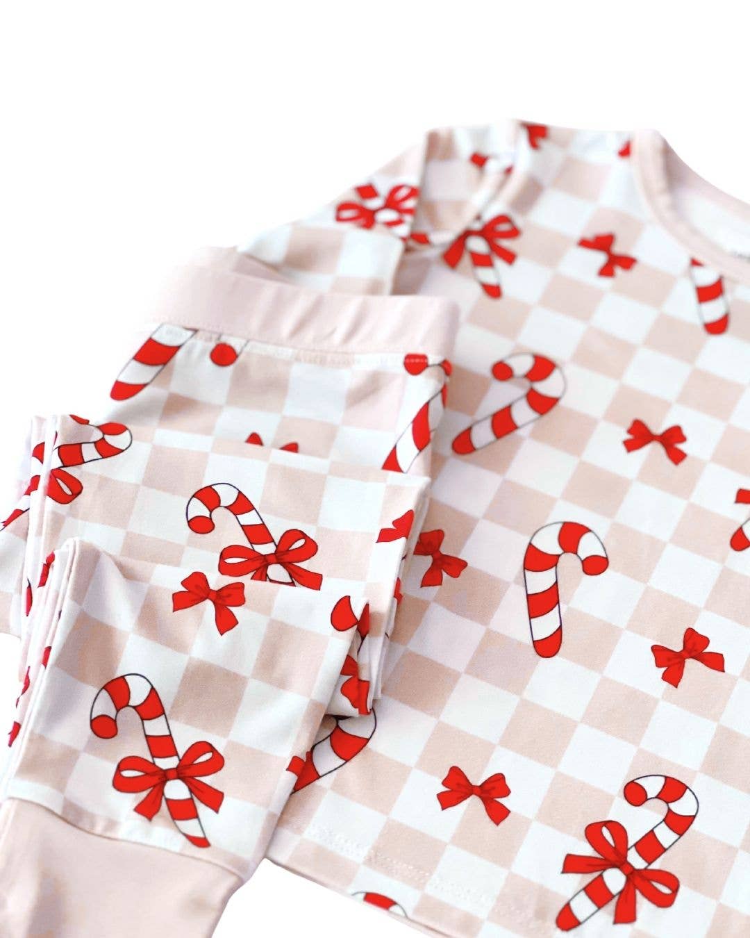 Christmas Bamboo Kids Two Piece Set | Bows & Candy Cane