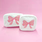 Pink Bow Teddy Cosmetic Zipper Bag - Large