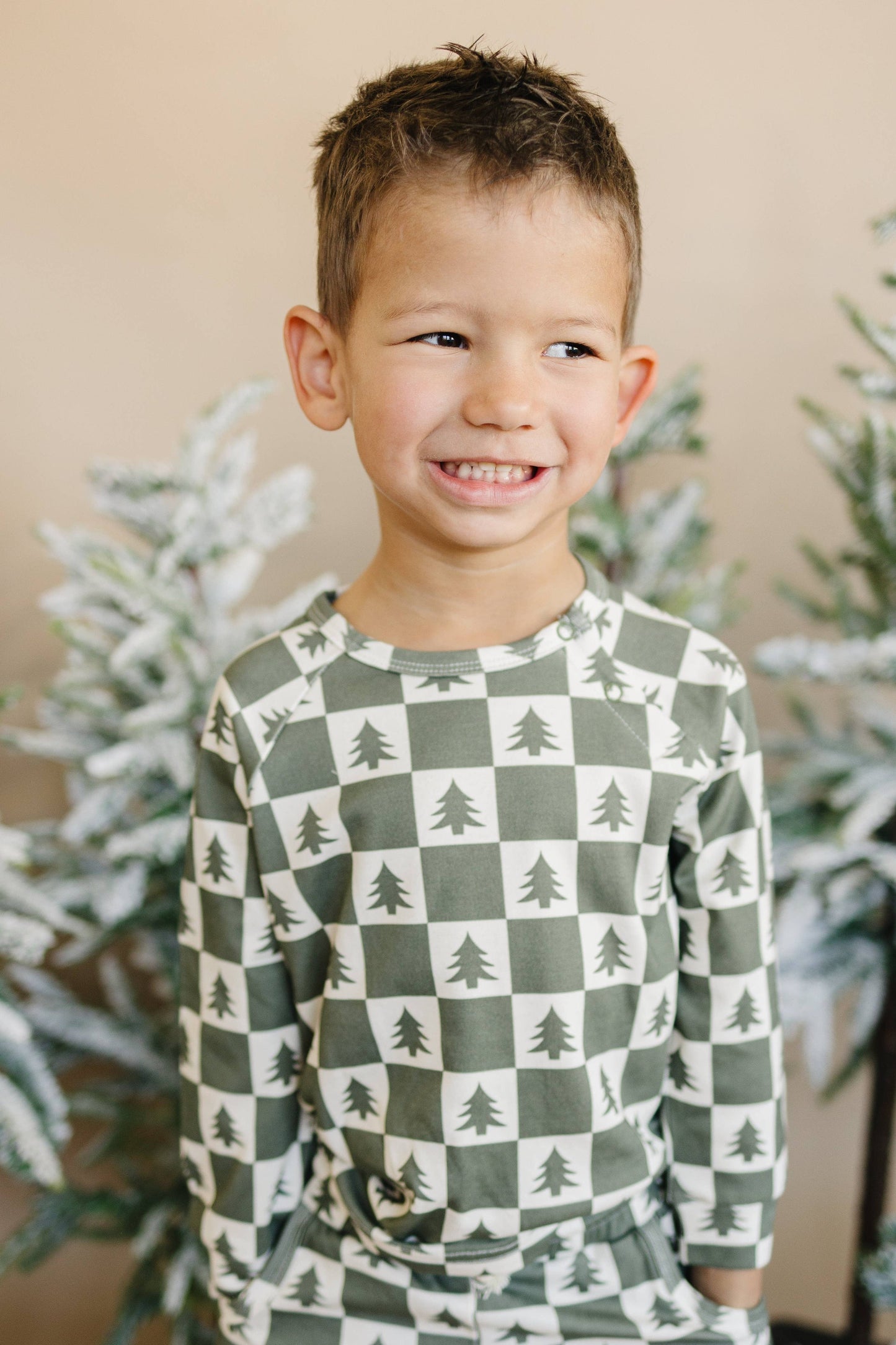 Checkered Christmas Trees Organic Cotton Set Kids Clothes