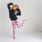 Kids Dark Gray Ruffle Hoodie & Checkered Leggings Fall Set