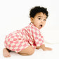 Pink Checkered Waffle Bamboo Shorts Set