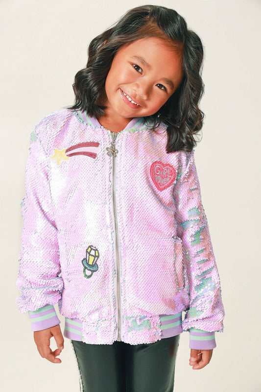 Purple Sequins Bomber Jacket