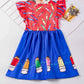 Girls Colorful Crayon Ruffle Flare Dress for back to school