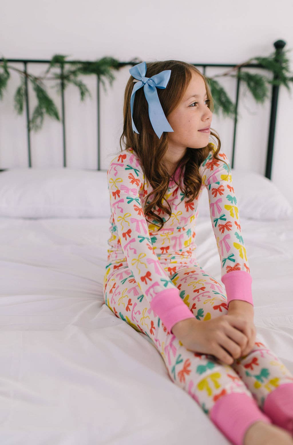 Holiday bow pajamas